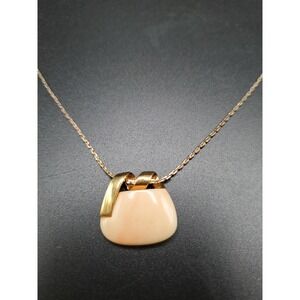 VINTAGE Crown Trifari Lucite Pendant Necklace 70's,  Gold Toned, Signed